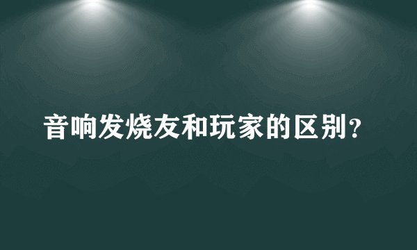 音响发烧友和玩家的区别？