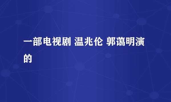 一部电视剧 温兆伦 郭蔼明演的