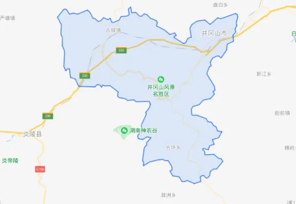 井冈山在湖南地图哪里