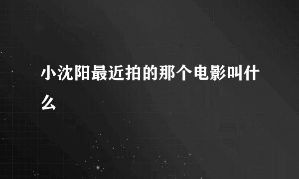 小沈阳最近拍的那个电影叫什么