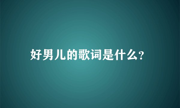 好男儿的歌词是什么？