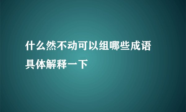 什么然不动可以组哪些成语 具体解释一下