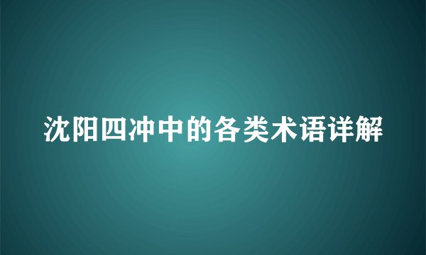 沈阳四冲中的各类术语详解