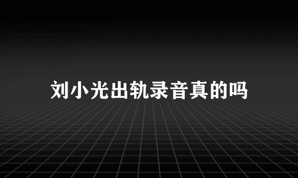 刘小光出轨录音真的吗