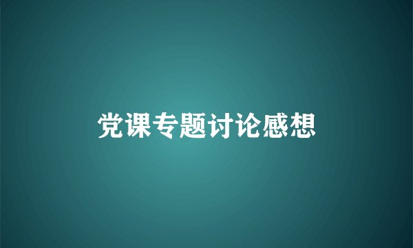 党课专题讨论感想