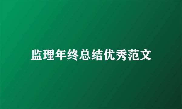 监理年终总结优秀范文