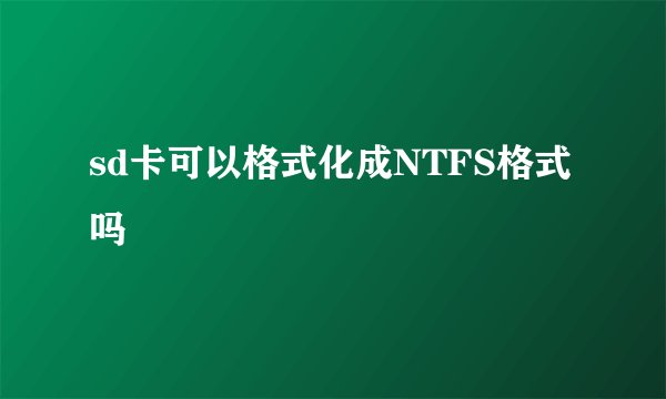 sd卡可以格式化成NTFS格式吗