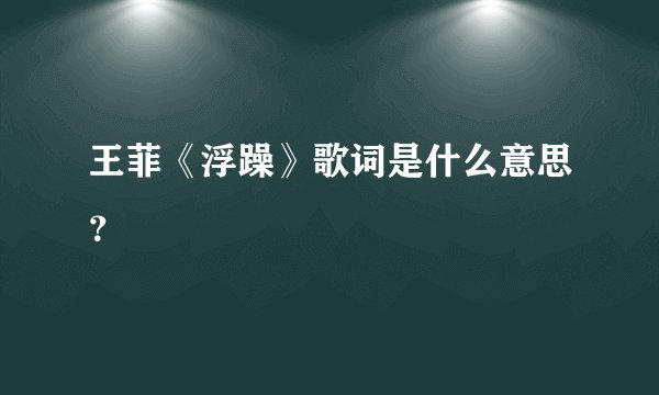 王菲《浮躁》歌词是什么意思?