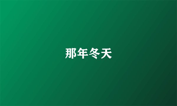 那年冬天