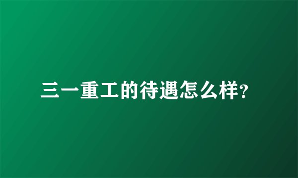 三一重工的待遇怎么样？