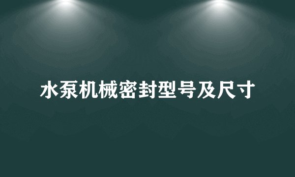 水泵机械密封型号及尺寸