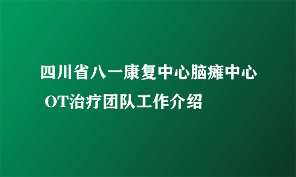 四川省八一康复中心脑瘫中心 OT治疗团队工作介绍