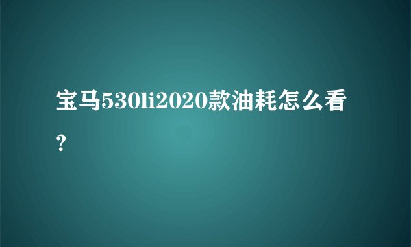 宝马530li2020款油耗怎么看？