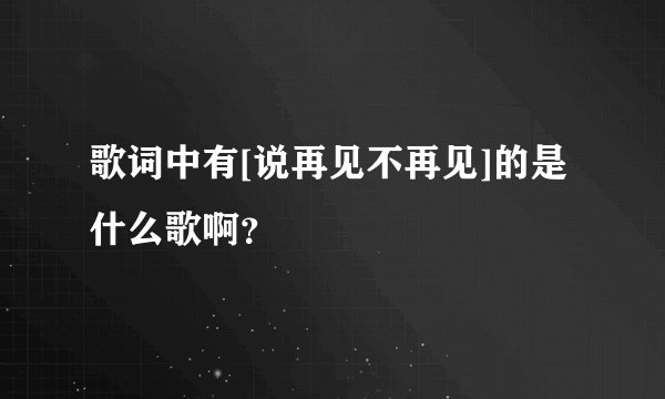 歌词中有[说再见不再见]的是什么歌啊？