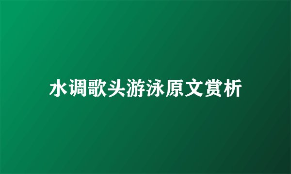 水调歌头游泳原文赏析