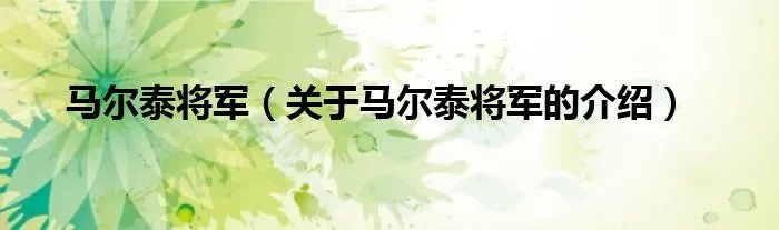 马尔泰将军（关于马尔泰将军的介绍）