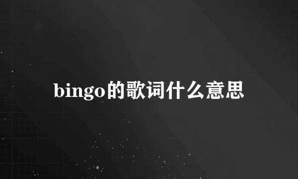 bingo的歌词什么意思
