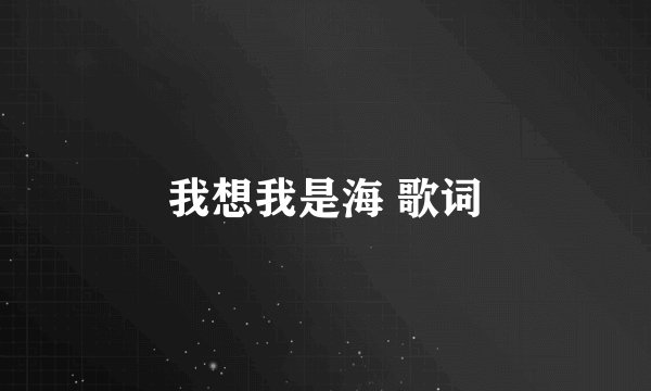 我想我是海 歌词