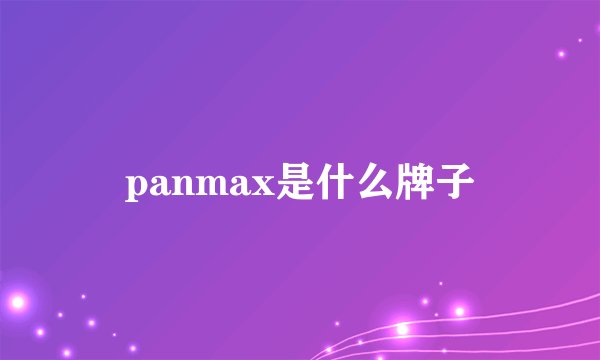 panmax是什么牌子
