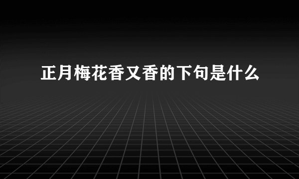 正月梅花香又香的下句是什么
