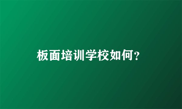 板面培训学校如何？