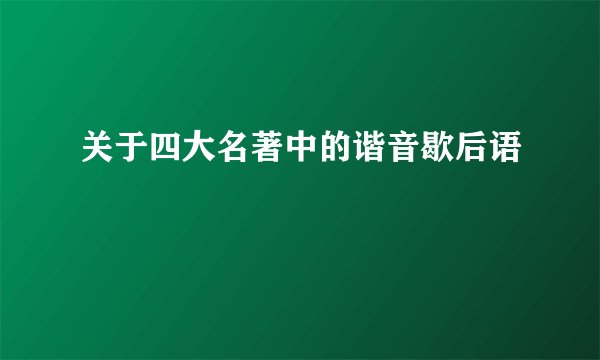 关于四大名著中的谐音歇后语