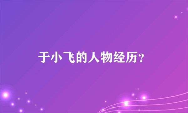 于小飞的人物经历？