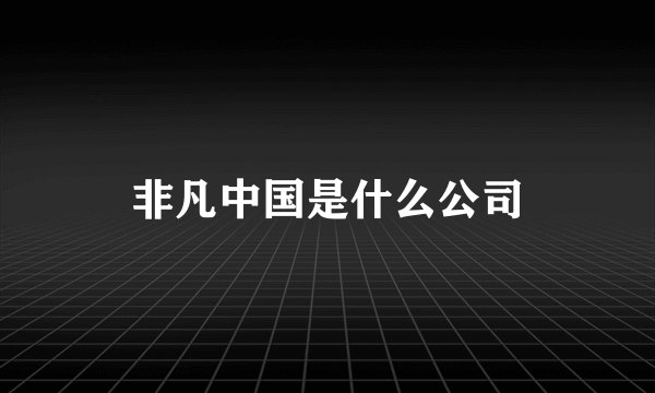 非凡中国是什么公司