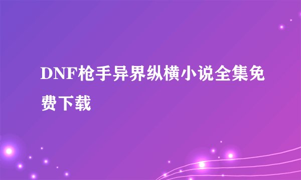 DNF枪手异界纵横小说全集免费下载