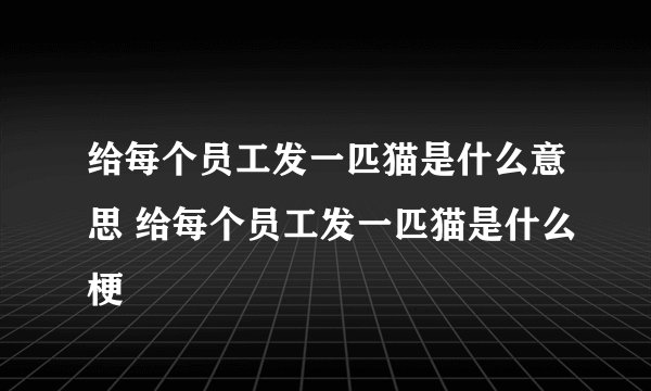 给每个员工发一匹猫是什么意思 给每个员工发一匹猫是什么梗