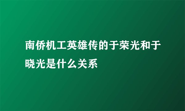南侨机工英雄传的于荣光和于晓光是什么关系