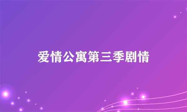 爱情公寓第三季剧情