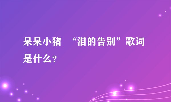 呆呆小猪  “泪的告别”歌词是什么？