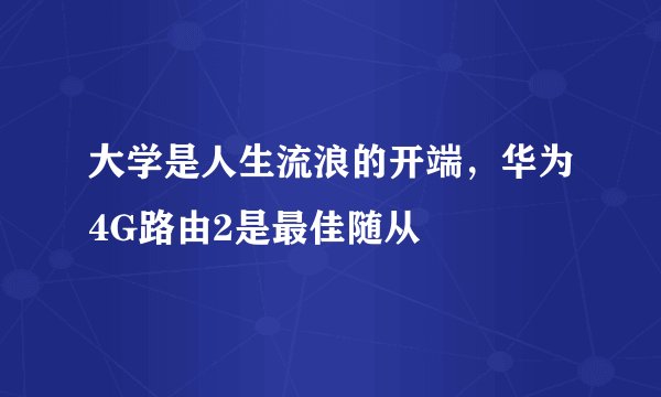 大学是人生流浪的开端，华为4G路由2是最佳随从