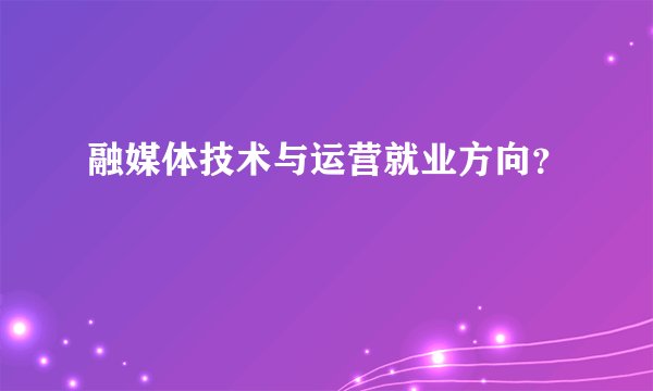 融媒体技术与运营就业方向？