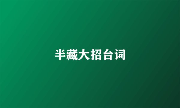 半藏大招台词
