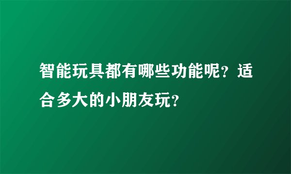 智能玩具都有哪些功能呢？适合多大的小朋友玩？