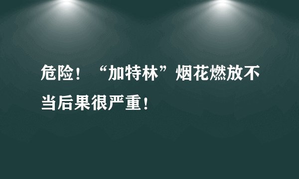 危险！“加特林”烟花燃放不当后果很严重！