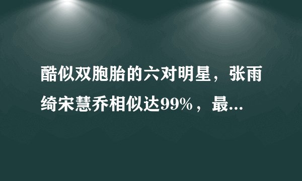 酷似双胞胎的六对明星，张雨绮宋慧乔相似达99%，最后一对是情敌