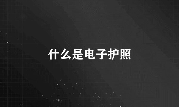 什么是电子护照