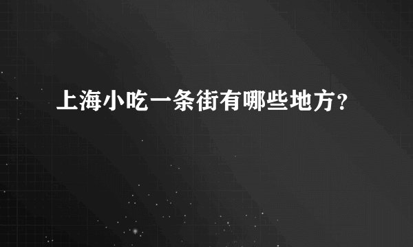 上海小吃一条街有哪些地方？