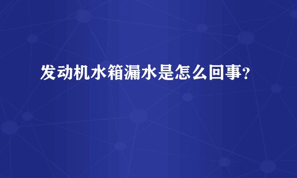 发动机水箱漏水是怎么回事？