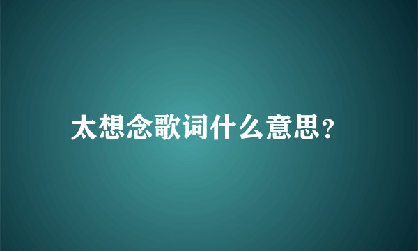 太想念歌词什么意思？