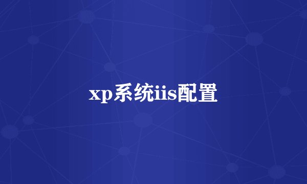 xp系统iis配置