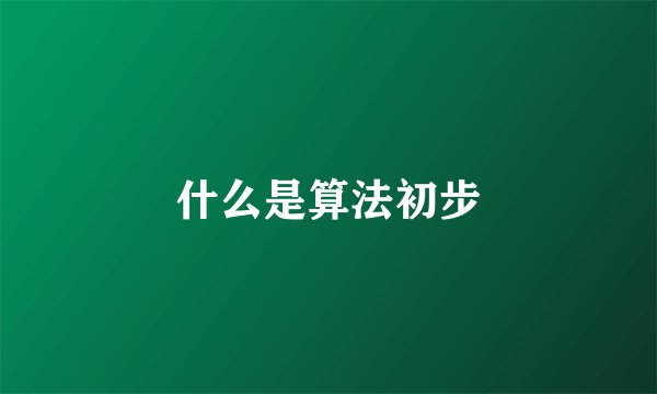 什么是算法初步