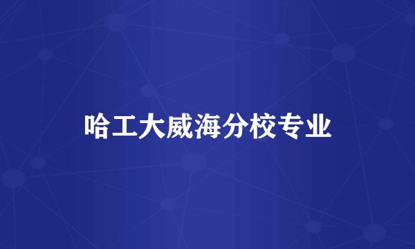 哈工大威海分校专业