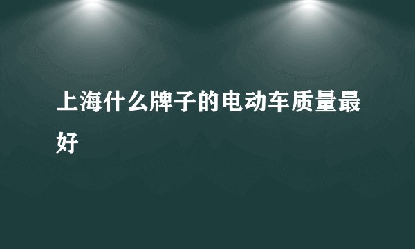 上海什么牌子的电动车质量最好