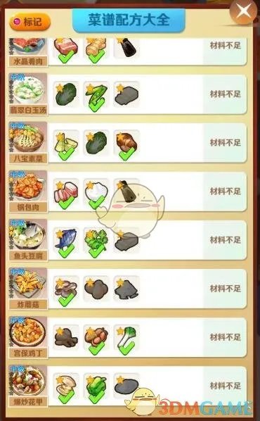 《魔幻厨房》菜谱配方大全