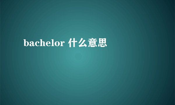 bachelor 什么意思