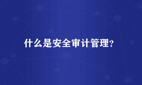 什么是安全审计管理？